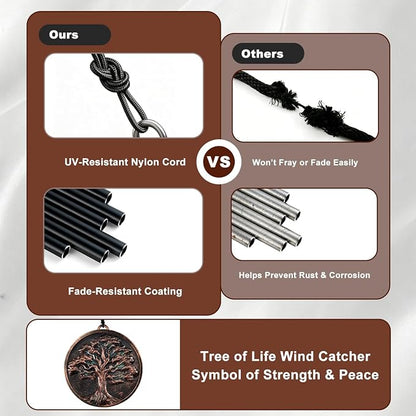 60 Inch Large Wind Chimes for Outside, Deep Tone Tree of Life Decor | Deep relaxing tones, 60-inch size, weather-resistant aluminum, Tree of Life design, gift boxed and ready to hang