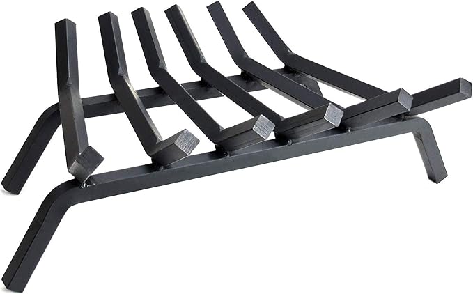 Fireplace Log Grate 23 inch 6 Bar Fire Grates Heavy Duty 3/4” Wide Solid Steel Indoor Chimney Hearth Outdoor Fire Place Kindling Tool Pit Wrought Iron Wood Stove Firewood Burning Rack Holder