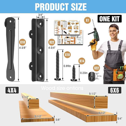 Louver Hardware Kit Deck Sunblind System Brackets 1 Set Black Stainless Steel Adjustable for Outdoor Shutters Pergola Blinds | Adjustable for Outdoor Shutters Pergola Blinds