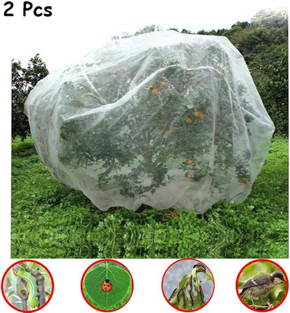 Plant Cover Bags, 4.6X 3.4 Feet Reusable Thicken Encrypted Garden Netting Mesh with Drawstring, Fruit Tree Plant Protect Netting, Plant Cover for Pest, Insect Bird Barrier Netting (2 Pcs)