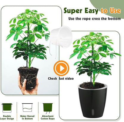 Self-Watering Pots for Indoor Plants, 16-Pack Self Watering Planter with Drainage Holes, Small African Violet Pots with Water Indicator, 10-Pack 5''/6-Pack 6.7'' Orchid Pot, Black