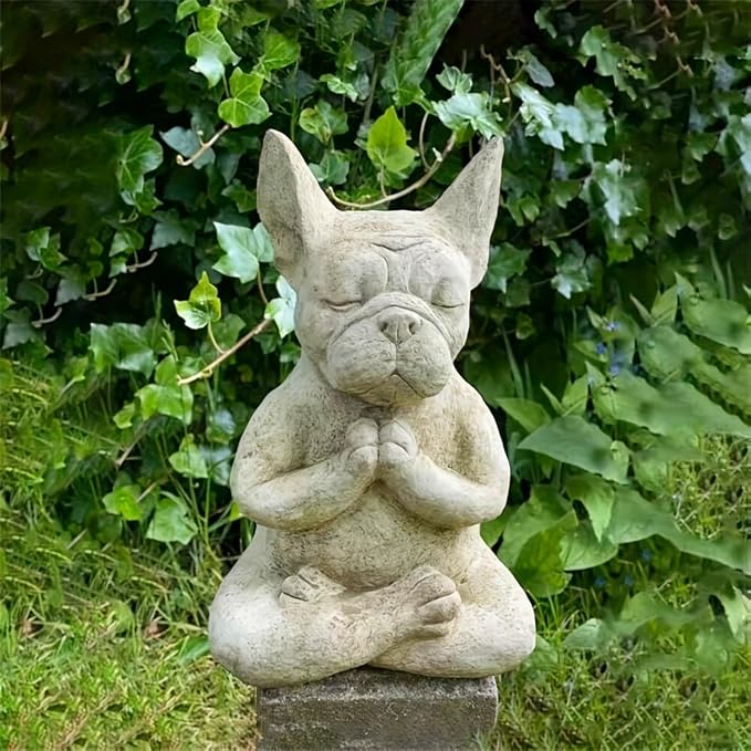 Meditating Dog Statue Buddha - Dog Statue Zen Yoga Relaxed Pose Buddha Meditation Figurine for Flower Beds Indoor Outdoor Lawn Garden Decor Sculpture Home Furnishings