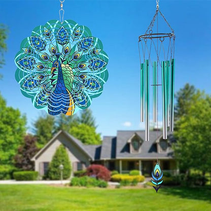 Wind Chimes with Peacock Wind Spinner, Gifts for Men, Women, Retirement, Teacher, Parents - Outdoor Hanging Decor Clearance for Garden, Patio, Backyard Or Porch