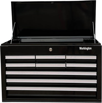 Workington Professional Industrial Portable Metal Tool Chest with 9 Drawers, 26" 9-Drawer Tool Chest Cabinet with Ball Bearing Drawer Slides, Steel Tool Storage Box Organizer 4016 Black