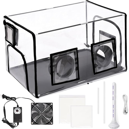 Premium Mushroom Growing Tent Kit with Humidifier & Fan – Desktop Indoor Greenhouse with Filtered Airflow – Ultra-Clear Wrinkle-Free Window for Plant Cultivation