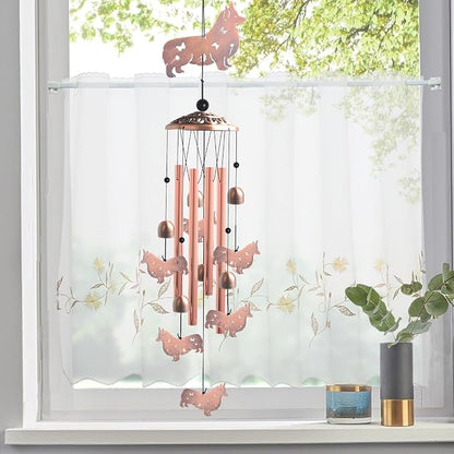 Handcrafted Dachshund Wind Chimes -Dog Gift for Women,Unique Outdoor Musical Decor for Garden,Patio & Nursery, Memorial Day Gifts for Mom/Wife/Daughter, Whimsical Yard Decorations with Soothing Tones