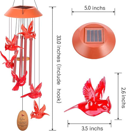 Cardinal Wind Chimes for Outside with 4 Music Aluminum Tubes | Wind Chimes ,Best Gifts for Mom Grandma Women Wife Aunt Sister, Solar Lights Outdoor Wind Chimes, Garden Yard Decor