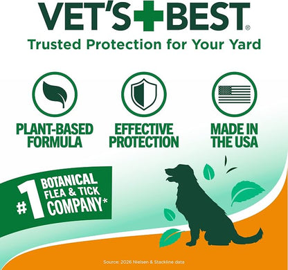 Vet's Best Flea and Tick Yard and Dog Kennel Spray, Mosquito Repellent with Certified Natural Oils, Plant Safe with Ready-to-Use Hose Attachment, Flea and Tick Prevention for Dogs, 32 oz