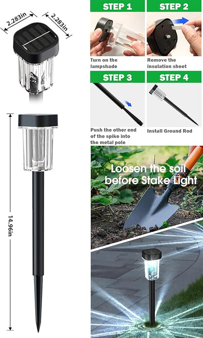 LIANGLOME Solar Pathway Lights Outdoor 12 Pack - IP55 Waterproof Solar Powered Garden Lights 6000K Cold White LED, Auto On/Off Outdoor Solar Lights for Yard Driveway Patio Decor Landscape Lighting