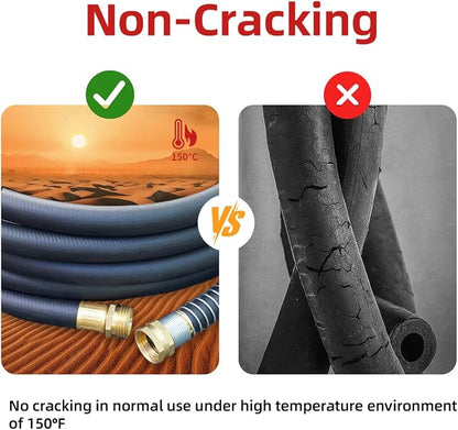 Wiseflow Garden Hose 150FT x 3/4", Heavy Duty Rubber Hose, Water Hose with Five Layered Braiding, Male Female Fittings, 1200PSI Burst, 300PSI Working for Yard, Car Wash, Pets (Black)