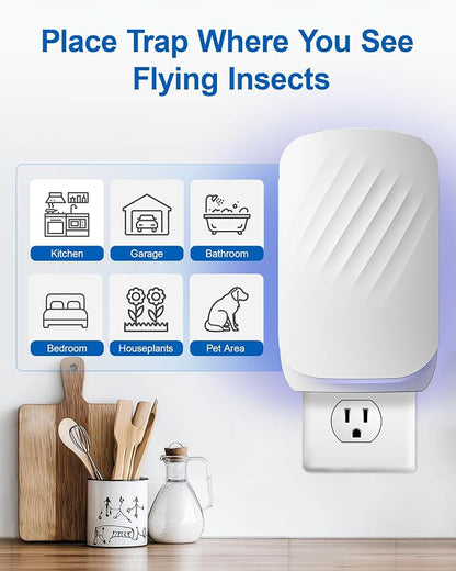 WowCatch Flying Insect Trap for Indoors (2 Devices & 4 Refill Cartridges), Plug in Fly Trap & Indoor Bug Catcher for Gnats, House & Fruit Flies, UV Bug Light, Mess-Free Alternative to Bug Zapper