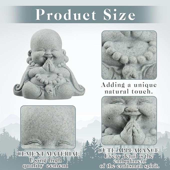 Landical Buddha Sandstone Statues, Zen Monk Praying Statue Sculptures Ornament for Wealth Good Luck Feng Shui Decor Home Office Car Decoration(Prayer Buddha)