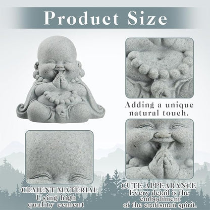 Landical Buddha Sandstone Statues, Zen Monk Praying Statue Sculptures Ornament for Wealth Good Luck Feng Shui Decor Home Office Car Decoration(Prayer Buddha)