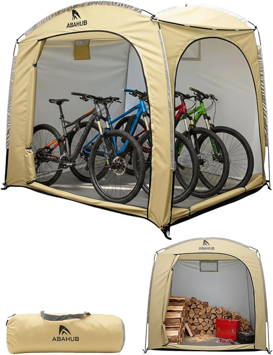 Abahub Portable Bike Storage Shed Tent, 86.7" × 59" × 67", Outdoor Silver-Coated Bicycle Shelter, PU4000 Waterproof 210D Oxford Fabric