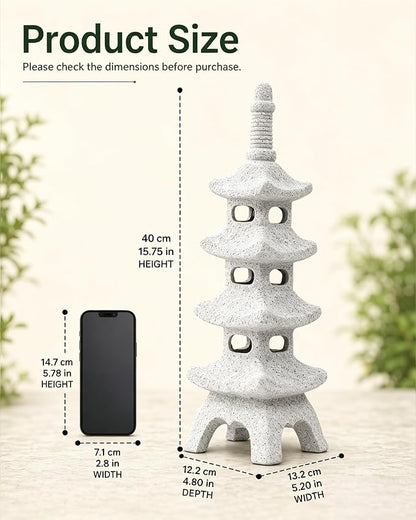 Nacome Solar Pagoda Garden Statues: 15.7 inches Multi-Layer Outdoor Weatherproof Resin Zen Decor for Landscape Balcony Patio Porch Yard Ornament(Gray)