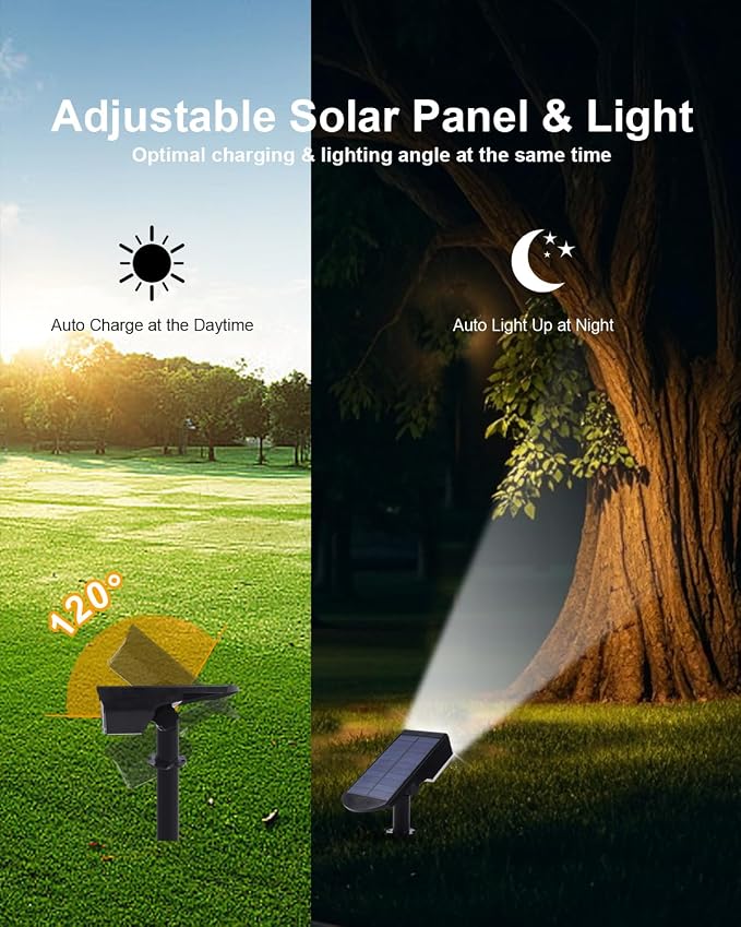 4 Pack Solar Spot Lights Outdoor Waterproof, 20 LEDs Bright Landscape Spotlights Dusk to Dawn, Cool White Adjustable Uplights for Yard Tree House Garden Wall Pathway, IP65