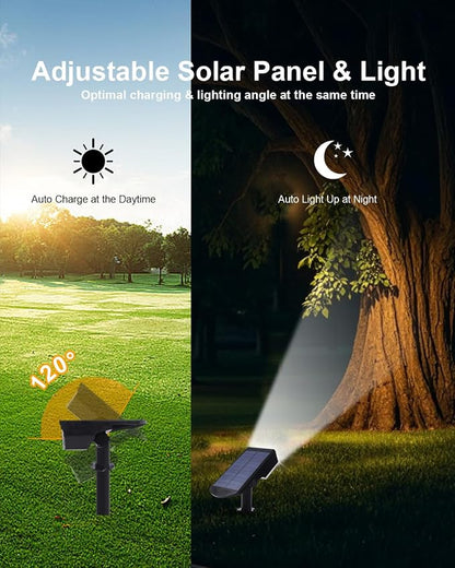 4 Pack Solar Spot Lights Outdoor Waterproof, 20 LEDs Bright Landscape Spotlights Dusk to Dawn, Cool White Adjustable Uplights for Yard Tree House Garden Wall Pathway, IP65
