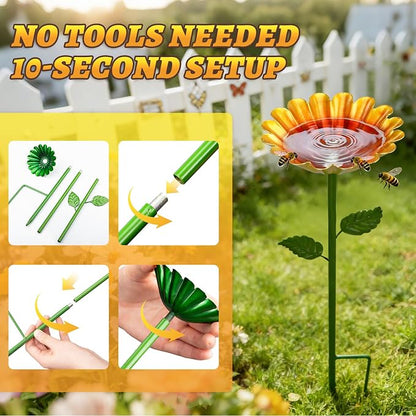 Mellbree Bee Watering Station, 4-Pack Metal Flower Bee Bath for Garden – Attract Butterflies & Pollinators – Colorful Outdoor Garden Stakes for Yard, Patio, Butterfly Garden – Gardening Essentials
