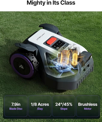 ANTHBOT M5 Lidar Robot Lawn Mower, 360°LiDAR+Vision Perimeter Wire Free 1/4 Acre, Vision Obstacle Avoidance Robotic Lawnmower with Automatic Mapping Zone Division, 45% Slope, App Control