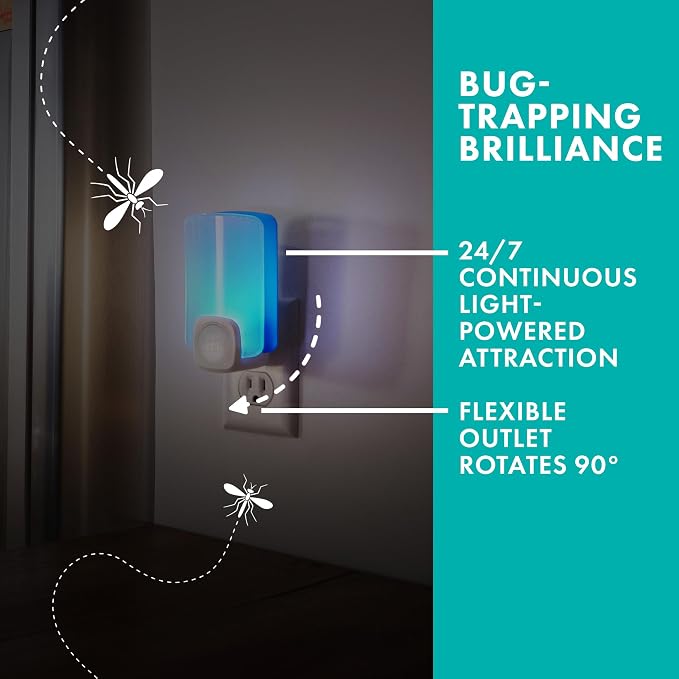 STEM Flying Insect Trap - Indoor Fruit Fly & Gnat Catcher for Home, Kitchen & Any Room, Attracts & Traps Bugs, Soft Blue UV Light - Includes 2 Plug-in Devices & 2 Cartridges (Pack of 2)