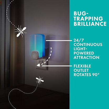 STEM Flying Insect Trap - Indoor Fruit Fly & Gnat Catcher for Home, Kitchen & Any Room, Attracts & Traps Bugs, Soft Blue UV Light - Includes 2 Plug-in Devices & 2 Cartridges (Pack of 2)
