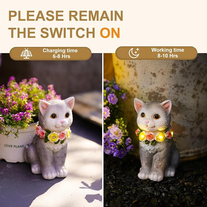Garden Statue Cat Figurine Decor – Outdoor Decoration for Garden Yard Lawn Home Decor Outside : Fahters Day Memorial Gifts