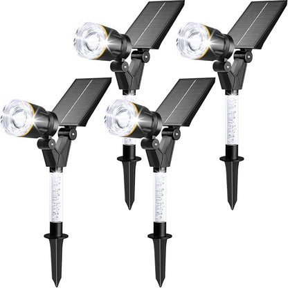 Solar Lights Outdoor Waterproof Spot Lights, 4 Pack Solar Powered Garden Spotlights for Outside Yard Pathway House Landscape Lighting, Auto On/Off, 6000K Cold White