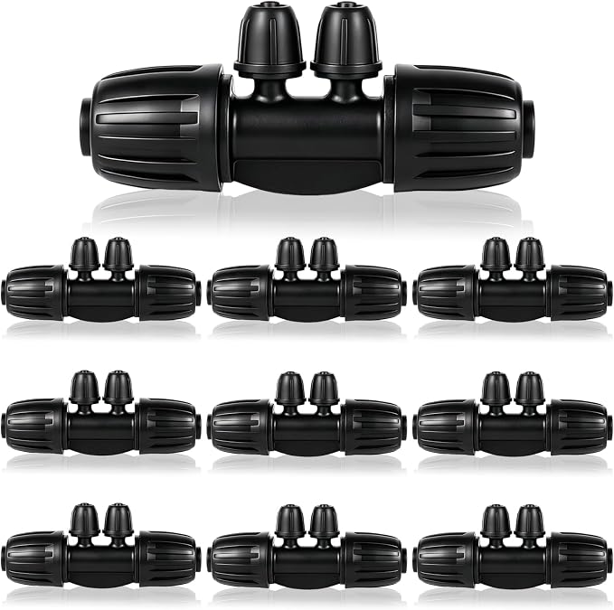 1/2 Inch to 1/4 Inch Tubing Irrigation Fittings for (1/2'' ID x 0.60''-0.63'' OD) 16mm Drip Tubing,Locked Barbed Tee Connectors (10 Pcs Barbed Tee 4-Way)