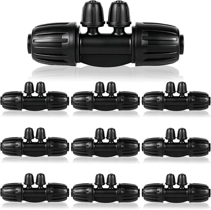 1/2 Inch to 1/4 Inch Tubing Irrigation Fittings for (1/2'' ID x 0.60''-0.63'' OD) 16mm Drip Tubing,Locked Barbed Tee Connectors (10 Pcs Barbed Tee 4-Way)
