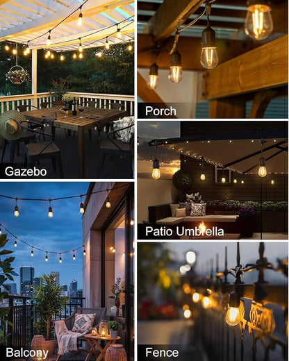 BRIMAX 2W 25FT Outdoor String Light,Commercial Grade with 8+1 S14 LED Bulbs | Patio Lights Shatterproof Waterproof,2700K Warm White E26 Dimmable for Balcony Gazebo Porch Fence Garden Camping