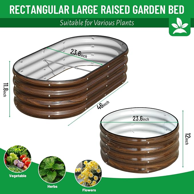SnugNiture 3-Pack Galvanized Steel Raised Garden Bed Kit - 4x2x1 ft & 2x2x1 ft Metal Planter Boxes for Vegetables, Flowers, Herbs | Easy Assembly, Open Bottom Design