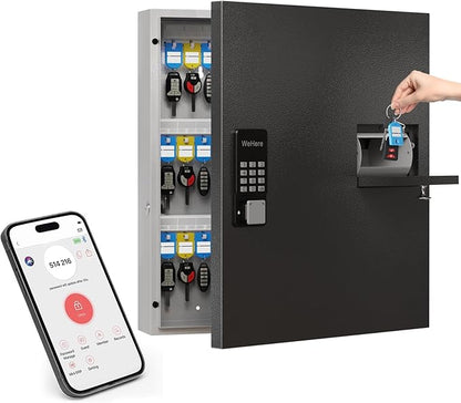 WeHere 56 Keys Lock Box, Key Management Cabinet Key with Drop Slot, APP Bluetooth, Digital Keypad, & WiFi Unlock, Access Log Tracking, Key Return Box for Hotel, Car Dealerships, Office, School