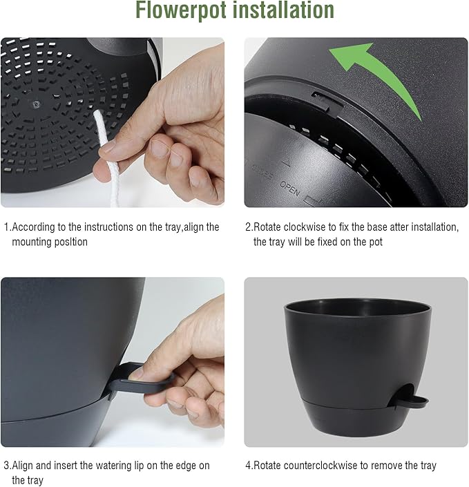 WSMKSZ 10/9/8 inch Medium Self Watering Pots, Plant Pots with Mesh Drainage Holes for Indoor Outdoor Garden Plants, Flower Pots with Removable Deep Reservoir, Set of 3 Plastic Planters, Black