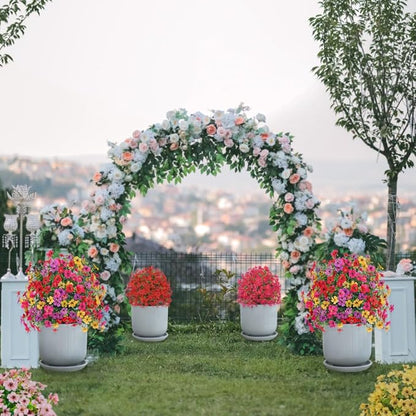 24 Inch Artificial Flower Stake Outdoor Decor - Multi-Color Garden Stakes for Yard & Lawn, No Fade Heavy Duty Plastic, All Season Decoration (Pink)
