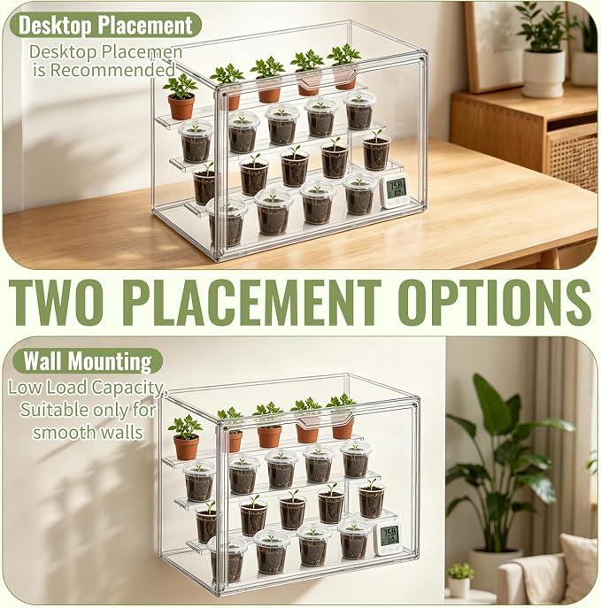 2 Pack Clear Mini Greenhouse Indoor – 14.1 x 10.6 x 8.6 Inch Tabletop Portable Greenhouse with Magnetic Door, Portable Indoor Plant Grow House for Seed Starting, Home Gardening & Plant Nursery