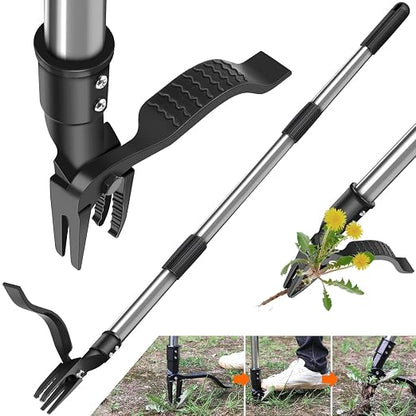 GOXAWEE Stand Up Weed Puller Tool, 4-Claw with Adjustable 46” Handle | Remove Weeds Without Bending, Pulling or Kneeling