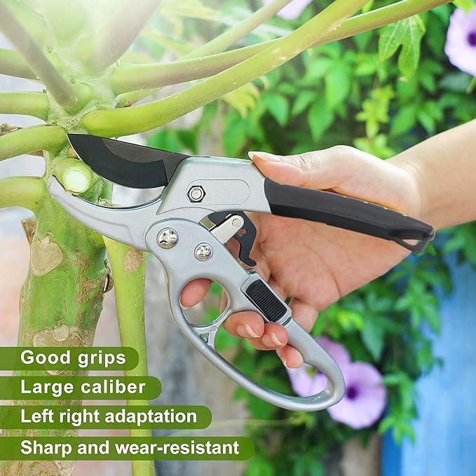 Premium pruning shears for gardening, Work 3 times easier, Pruners heady duty, Sharp garden clippers cuting florist flower, hedge, herb, rose, Indoor live plants, Arthritis weak hand snips