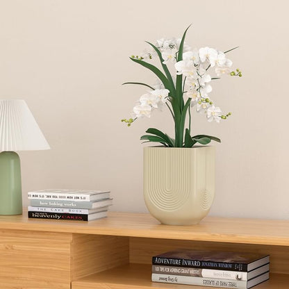 Ceramic Planter, 6 Inch Plant Pot with Drainage, Ivory | Indoor Outdoor Use, Flower Pot for Plants, Home Garden Decor, Lightweight Durable Ceramic