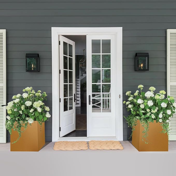 Corten Steel Planter Box 21"x20"x20", Square Metal Planter Box Indoor&Outdoor, Steel Planter Heavy Duty for Commercial and Residential Use