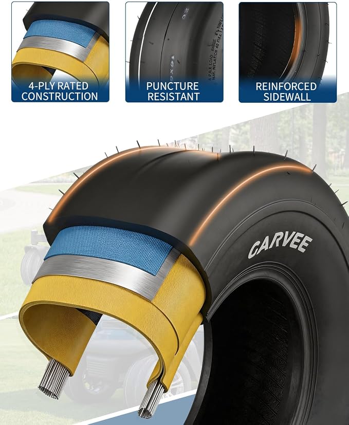 2 Pack 16x6.50-8 Lawn Mower Tires,16x6.5-8 NHS Off-Highway Tires, 16x6.5x8 Turf Tires Replacement for Riding Mower Garden Tractor Golf Cart Utility Vehicle,4PR Tubeless