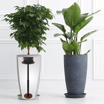 LUTTY 2Set Wooden Adjustable Plant Risers for Inside Pot,13.8-21.7 inches Tall Tapered Plant Riser Fill Bottom of Tall Flower Pots and Large Plants Containers, Rise Filler Riser of Flower Pots