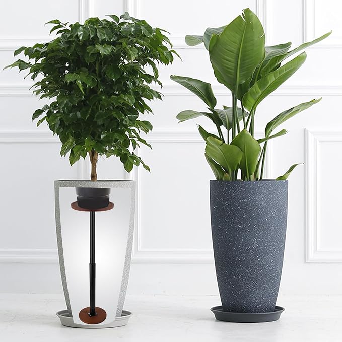 LUTTY Wooden Adjustable Plant Risers for Inside Pot,7.9-13.8 inches Tall Tapered Plant Riser Fill Bottom of Tall Flower Pots and Large Plants Containers, Rise Filler Riser of Flower Pots
