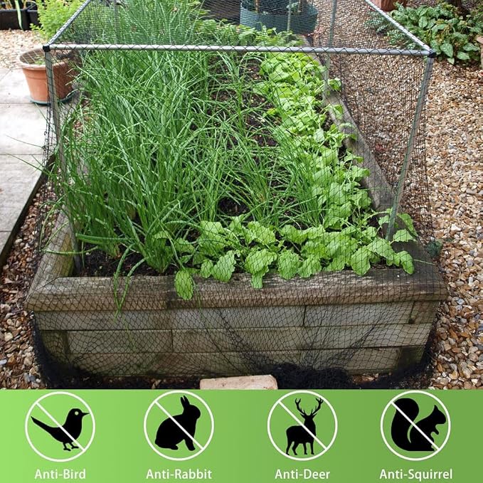 Bird Netting 30x30 Ft, 1/2 in Mesh Heavy Duty Garden Netting | Extra Strong Woven Mesh Netting Pest Barrier for Plants, Fruit Trees, Vegetables, Animal Fencing Against Birds, Deer, Poultry