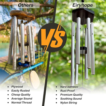Wind Chimes for Outside, Sympathy Wind Chimes, Memorial Wind Chimes in Memory of Loved One, Sympathy Gift, Tree of Life Wind Chime Decor for Home Outdoor Garden Yard Patio 33" Silver