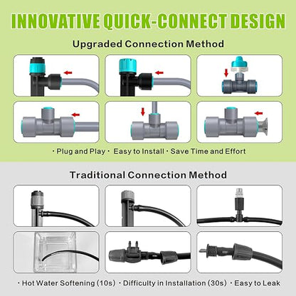 Drip Irrigation System Kit 230FT - Automatic Watering System with Quick Connector, Complete Water Irrigation System for Garden Lawn with 12mm 6mm Irrigation Tubing Adjustable Emitters