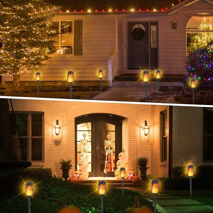 EOYIZW 8 Pack Solar Torch Light with Flickering Flame, 12 LEDs Solar Lights Outdoor, IP65 Waterproof Torches for Outside Landscape Decoration Outdoor Lights for Garden Yard Patio