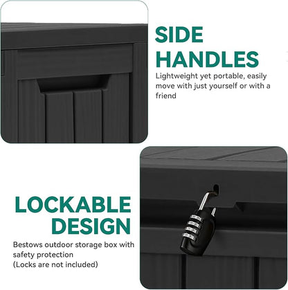 YITAHOME 72 Gallon Outdoor Storage Box w/Wheels | Resin Deck Box Indoor & Outdoor Patio Storage Box for Throw Pillows, Athletic Gear(Black)