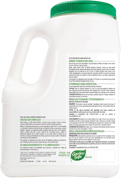 Liquid Fence Deer And Rabbit Repellent Granular 5 Pounds, Harmless To Plants And Animals(Pack of 4)