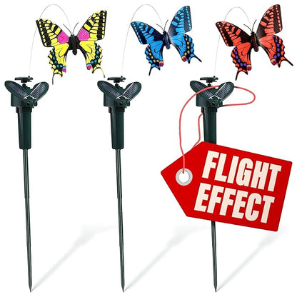 3 Pcs Butterfly Garden Stakes that Move Like Real Butterflies – Colorful Flying Butterflies for Centerpieces - Waterproof Outdoor Fluttering Motion Garden Decor for Flower Pots, Yard & Patio Lawn