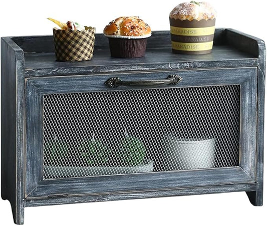 COLLECTIVE HOME - Storage Cabinet, Mini Countertop Cabinet, Wood Organizer for Bedroom Kitchen with Magnetic Door, Storage for Spice Jars, 14.5 x 6.5 x 10 (Grey) (10")